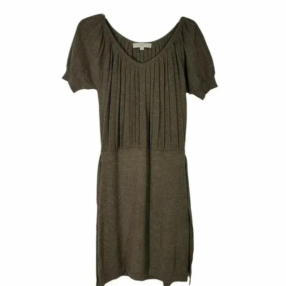 Ann Taylor Loft Brown Accordion Pleated Merino Swe - Picture 1 of 5